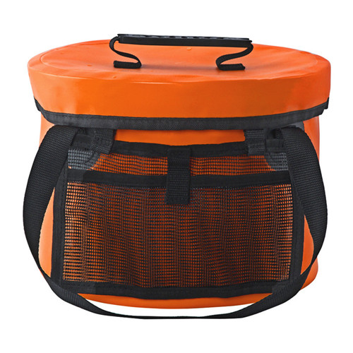 Portable Folding Wash Basin Water Container Pail with Lid and Handy Tool Mesh Pocket Collapsible Bucket for Fishing and Camping